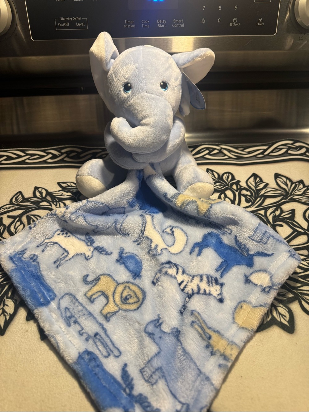 Plush Blue Elephant Lovey Blanket by